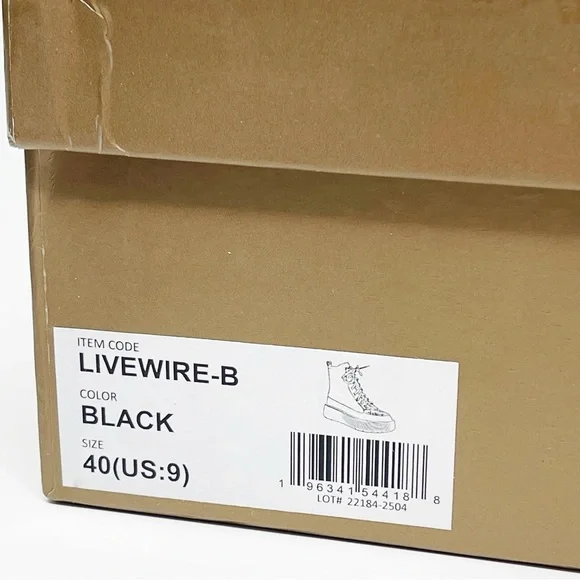 NWT Azura Livewire Patent Black Rhinestone Platform Bootie Combat Moto Size 9 - Picture 11 of 15